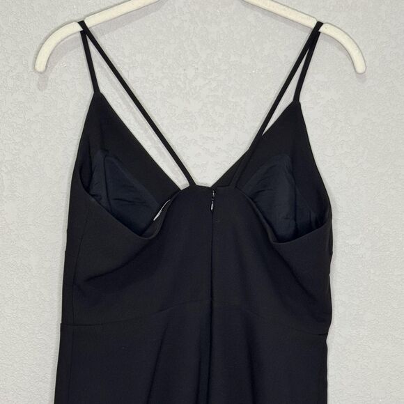 Likely Dress Size 8 Brooklyn Black Sleeveless V Neck Spaghetti Strap Midi Slit - Picture 8 of 11